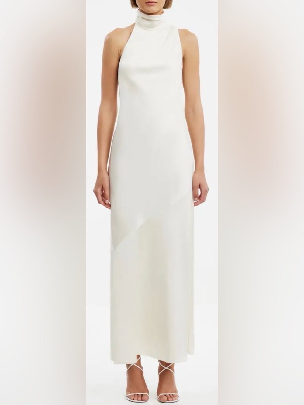 NEW Significant Other Nadia One-Shoulder Satin Dress Ecru ivory Sz 6